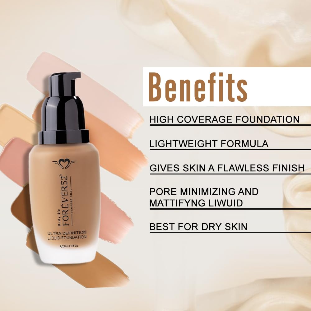 Forever52 Ultra Definition Matte Foundation Cream - Full Coverage, Paraben-Free, All shades